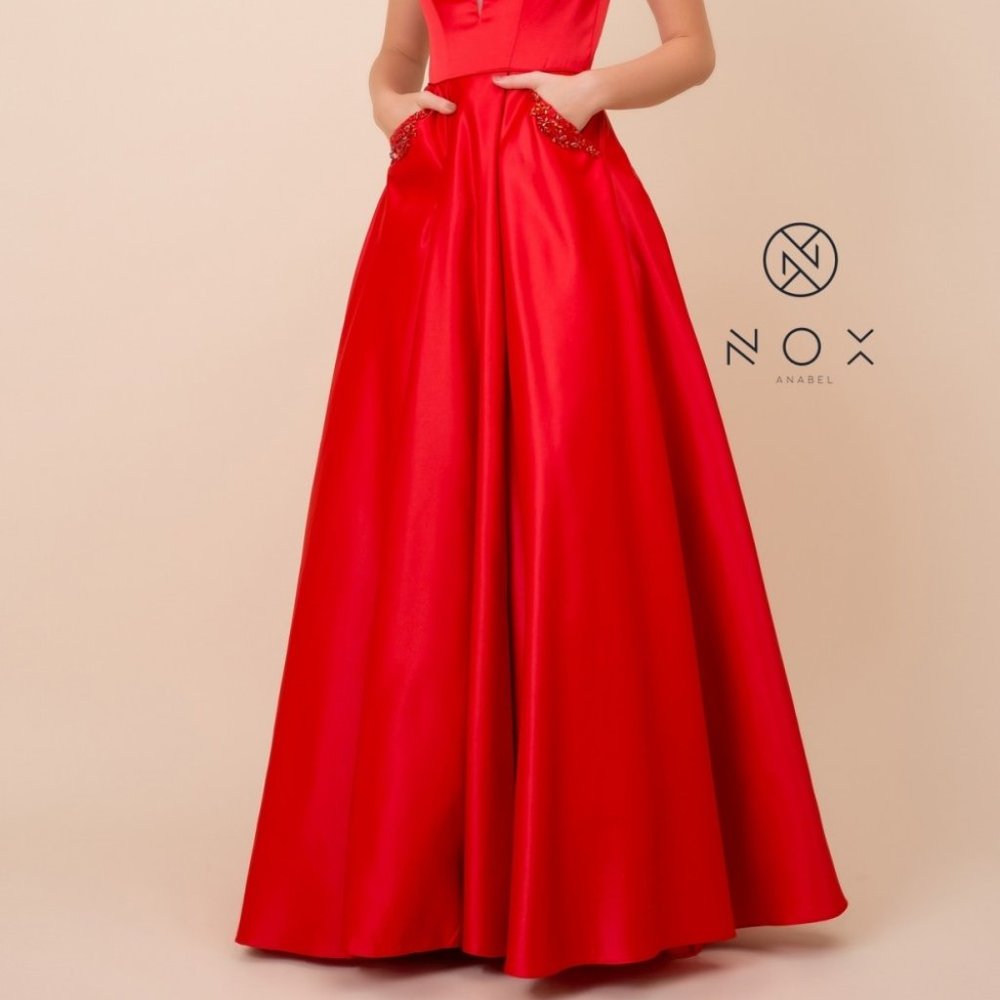 Illusion V-Neck A-Line Shape Prom Dress NXN308_4